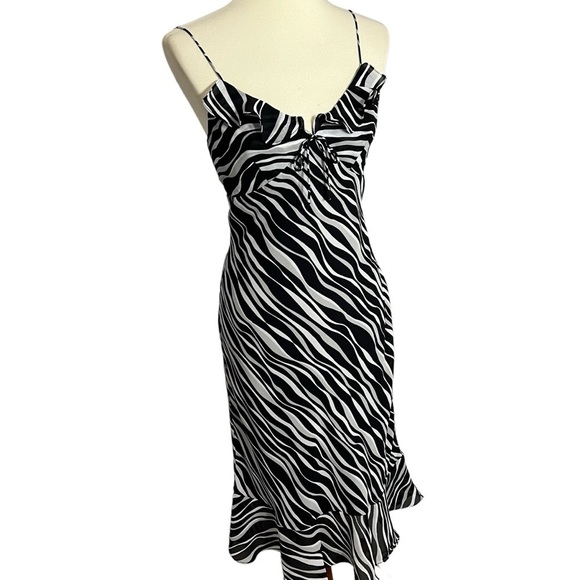 Vintage Express Y2K zebra animal print mini dress small party summer Dainty Rare - Picture 3 of 13